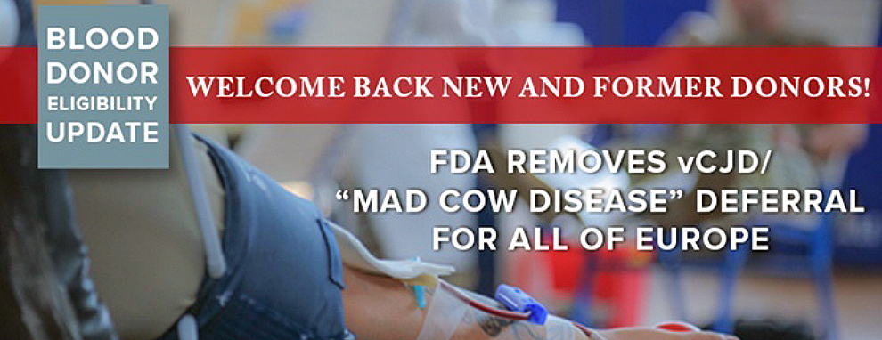 FDA lifts 'Mad Cow' blood donor ban