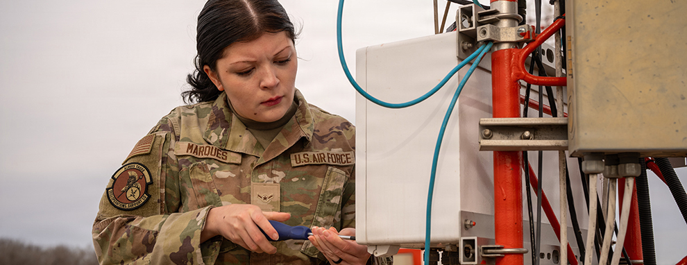 502d Operations Support Squadron Airmen maintain fixed base weather observation system