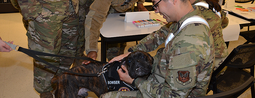 Canine therapist visits METC students