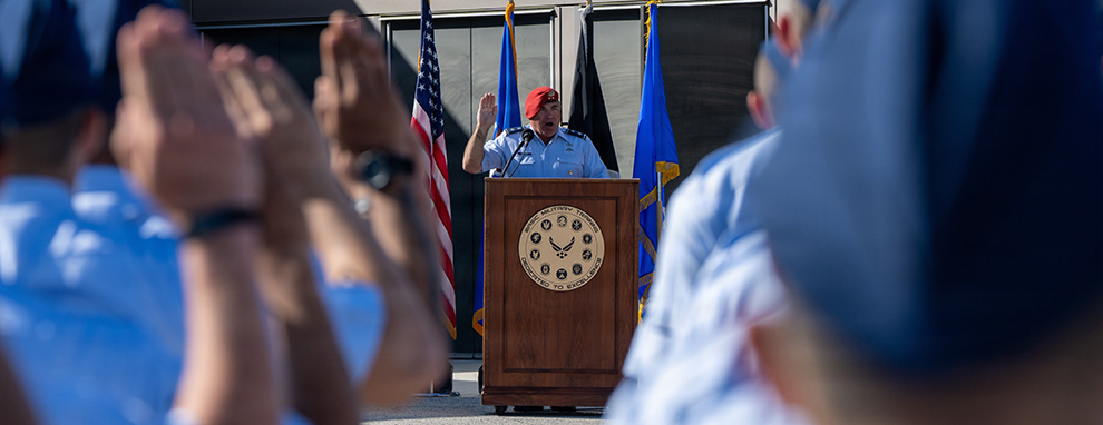 Second Air Force commander reviews BMT graduation at JBSA-Lackland