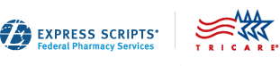 Tricare logo and Express Scripts Federal Pharmacy Services brand