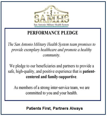 San Antonio Military Health System Poster with Performance Pledge