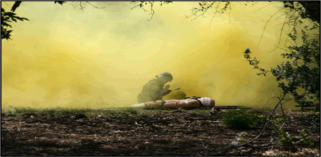 Photo of Soldier in medical training exercise.